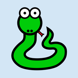 Icône d'un serpent vert sur fond bleu clair