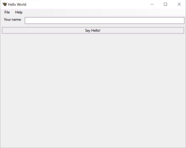 Hello World Tutorial 2 window, sur Windows