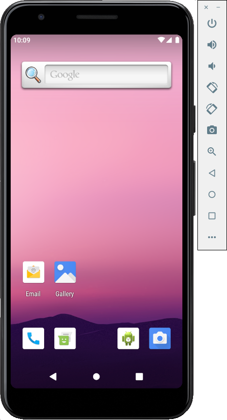 Dispositivo virtuale Android completamente avviato, sulla schermata di
avvio