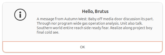 Caixa de diálogo do Tutorial 7 do Hello World, no
Linux